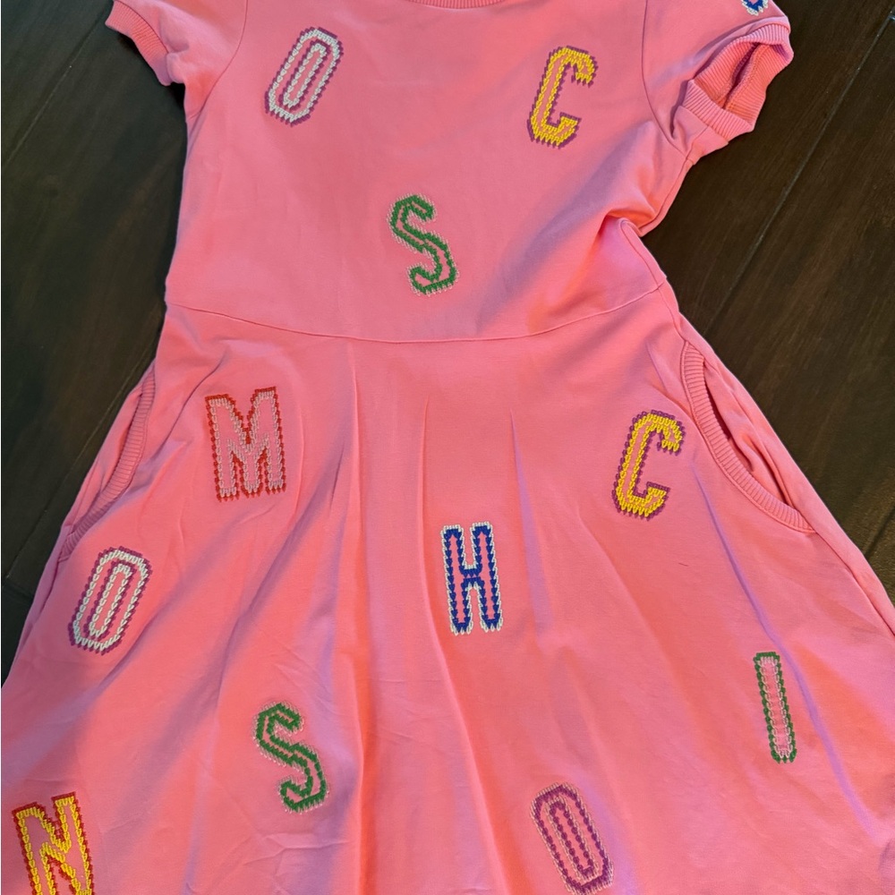 Moschino Pink Dress with Multicolor Letter Details
